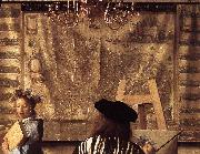 VERMEER VAN DELFT, Jan The Art of Painting (detail) est oil